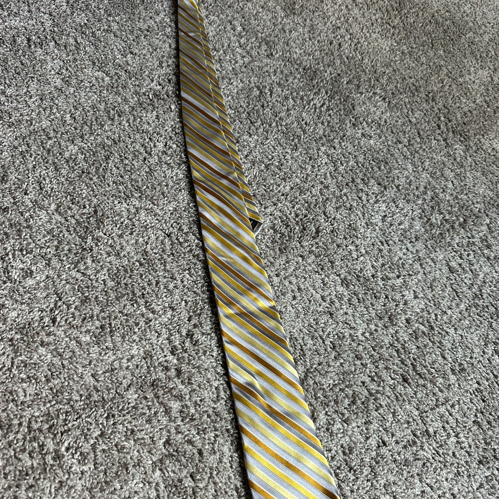 Striped Yellow and Gray Men's Tie